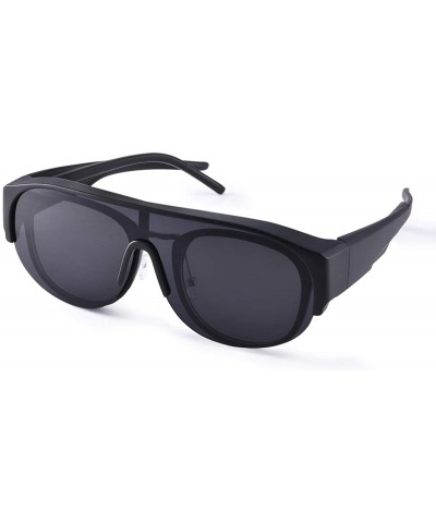 Oversized Polarized Over Glasses Sunglasses Mirrored Lens Semi-rimless Frame for Women Men - Black - C418R8OLRIT $7.60