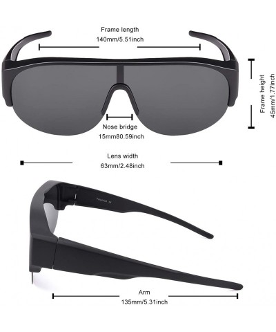 Oversized Polarized Over Glasses Sunglasses Mirrored Lens Semi-rimless Frame for Women Men - Black - C418R8OLRIT $7.60