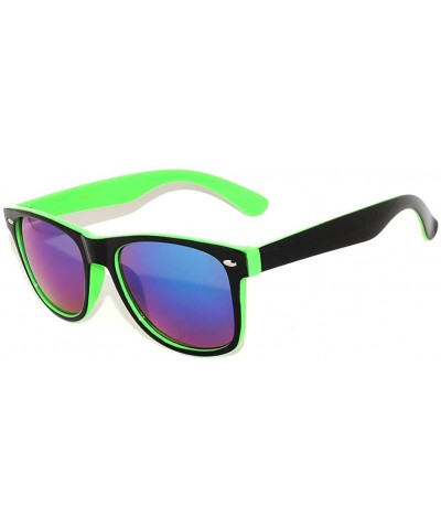 Wayfarer Retro 80's 2 Tone Frame Vintage Sunglasses Full Mirror Lens 3 Pack - 01 Green-black- Blue Lens-3pairs - CK11NQVFTNP ...