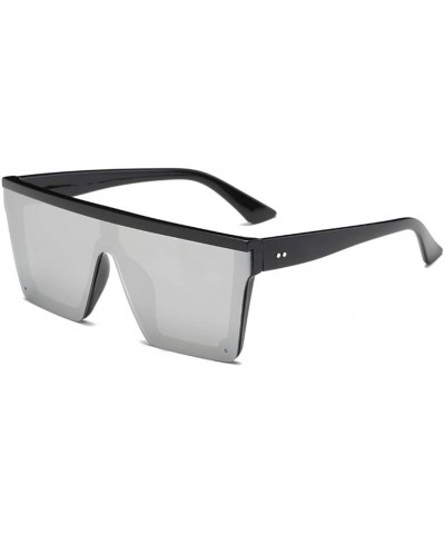 Square Oversize Square Frame Flat Top Top Sunglasses Women Men Retro Sun Glasses - Tea - CR194OUU6Z5 $23.20