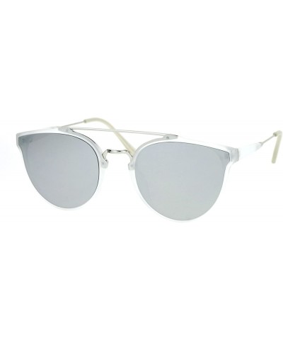 Butterfly Womens Designer Fashion Sunglasses Wing Frame Double Metal Bridge UV 400 - Frost (Silver Mirror) - CJ186OTW8CD $23.29