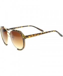 Semi-rimless Modern Oversize Metal Crossbar Semi-Rimless Aviator Sunglasses 62mm - Tortoise-gold / Amber - C012I21SD3B $12.37