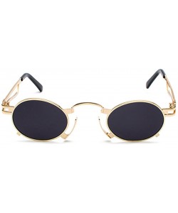 Semi-rimless Men's & Women's Sunglasses Vintage Oval Metal Frame Sunglasses - Gold Frame Black Ash - CZ18EQGDZN6 $11.07