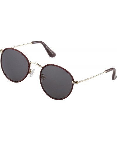 Square Fedora Polarized Round Sunglasses - Shiny Gold / Purple - CN188KHZD39 $28.31
