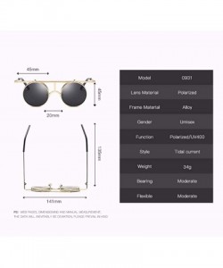 Aviator Steam punk sunglasses Reflector sunglasses for men and women retro Polarized Sunglasses round - E - CV18QCZ9DCW $25.18