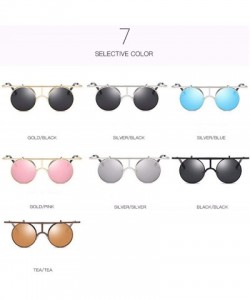 Aviator Steam punk sunglasses Reflector sunglasses for men and women retro Polarized Sunglasses round - E - CV18QCZ9DCW $25.18