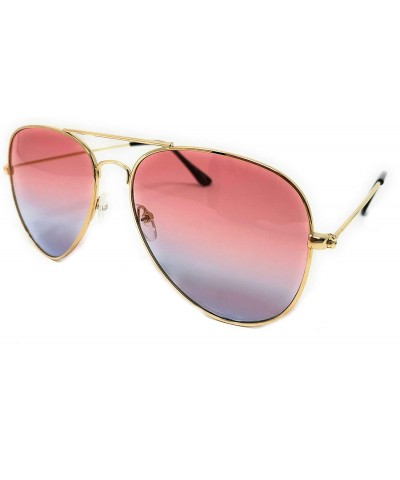 Oversized My Shades Classic Sunglasses Teardrop - Gold Frame- Pink/Blue - C618U57579C $8.71