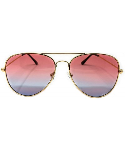 Oversized My Shades Classic Sunglasses Teardrop - Gold Frame- Pink/Blue - C618U57579C $8.71