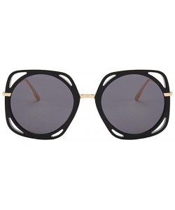 Oversized Oversized Round Sunglasses for Women Plastic Frame Sun Glasses UV400 - Leopard Blue - CF1906DCZ6N $13.99