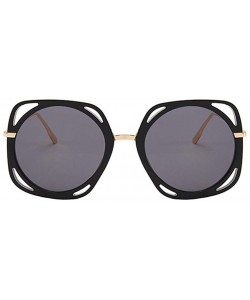 Oversized Oversized Round Sunglasses for Women Plastic Frame Sun Glasses UV400 - Leopard Blue - CF1906DCZ6N $13.99