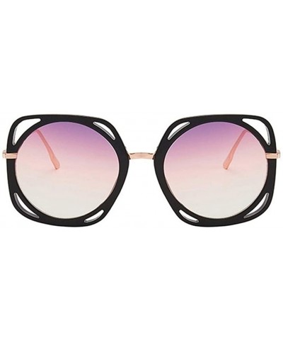 Oversized Oversized Round Sunglasses for Women Plastic Frame Sun Glasses UV400 - Leopard Blue - CF1906DCZ6N $13.99