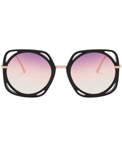 Oversized Oversized Round Sunglasses for Women Plastic Frame Sun Glasses UV400 - Leopard Blue - CF1906DCZ6N $13.99