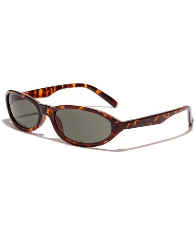 Oval Ultra light Oval Small Frame Sunglasses Brand Designer Fashion Lady Shaded Sunglasses UV400 - Leopard - CV18UQKQXN4 $26.80