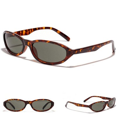 Oval Ultra light Oval Small Frame Sunglasses Brand Designer Fashion Lady Shaded Sunglasses UV400 - Leopard - CV18UQKQXN4 $23.14