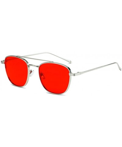 Oval Unisex Sunglasses Retro Black Drive Holiday Oval Non-Polarized UV400 - Red - CW18R5TDT2E $8.98