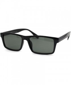 Rectangular Tempered Glass Lens Classic Narrow Rectangular Mens Plastic Sunglasses - Black - CC11NMUKQVF $11.24