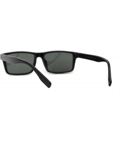 Rectangular Tempered Glass Lens Classic Narrow Rectangular Mens Plastic Sunglasses - Black - CC11NMUKQVF $11.24