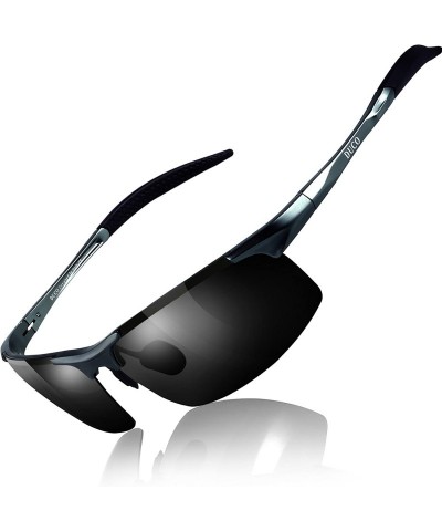 Goggle Mens Sports Polarized Sunglasses UV Protection Sunglasses for Men 8177s - Gunmetal Frame Gray Lens - C411TNSO99Z $22.47