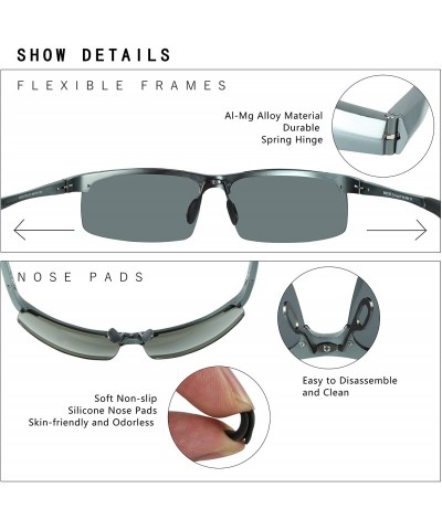 Goggle Mens Sports Polarized Sunglasses UV Protection Sunglasses for Men 8177s - Gunmetal Frame Gray Lens - C411TNSO99Z $22.47