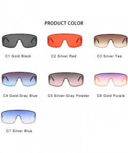 Oversized 2020 Women Sunglasses Oversize Square Sunglasses Brand Designer New Fashion Eyewear - C4 Gold Gray Blue - CF198UGXH...