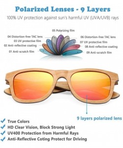 Wrap Polarized Wood Sunglasses Men - Wooden Bamboo Sunglasses for Women - Maple Wood- Pink Lens - CA18XDW9SLO $30.96