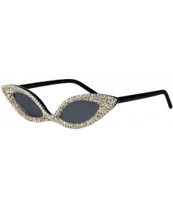 Goggle Sparkling Crystal Cat Eye Sunglasses UV Protection Rhinestone Sunglasses - Gray - CE18XS7EMNO $15.27