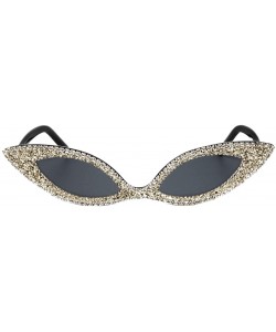 Goggle Sparkling Crystal Cat Eye Sunglasses UV Protection Rhinestone Sunglasses - Gray - CE18XS7EMNO $15.27