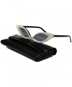 Goggle Sparkling Crystal Cat Eye Sunglasses UV Protection Rhinestone Sunglasses - Gray - CE18XS7EMNO $15.27