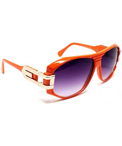 Square Gazelle Grandmaster Hip Hop Gradient Lens Sunglasses - Gold & Orange Frame - CR18ELTUK6I $18.23