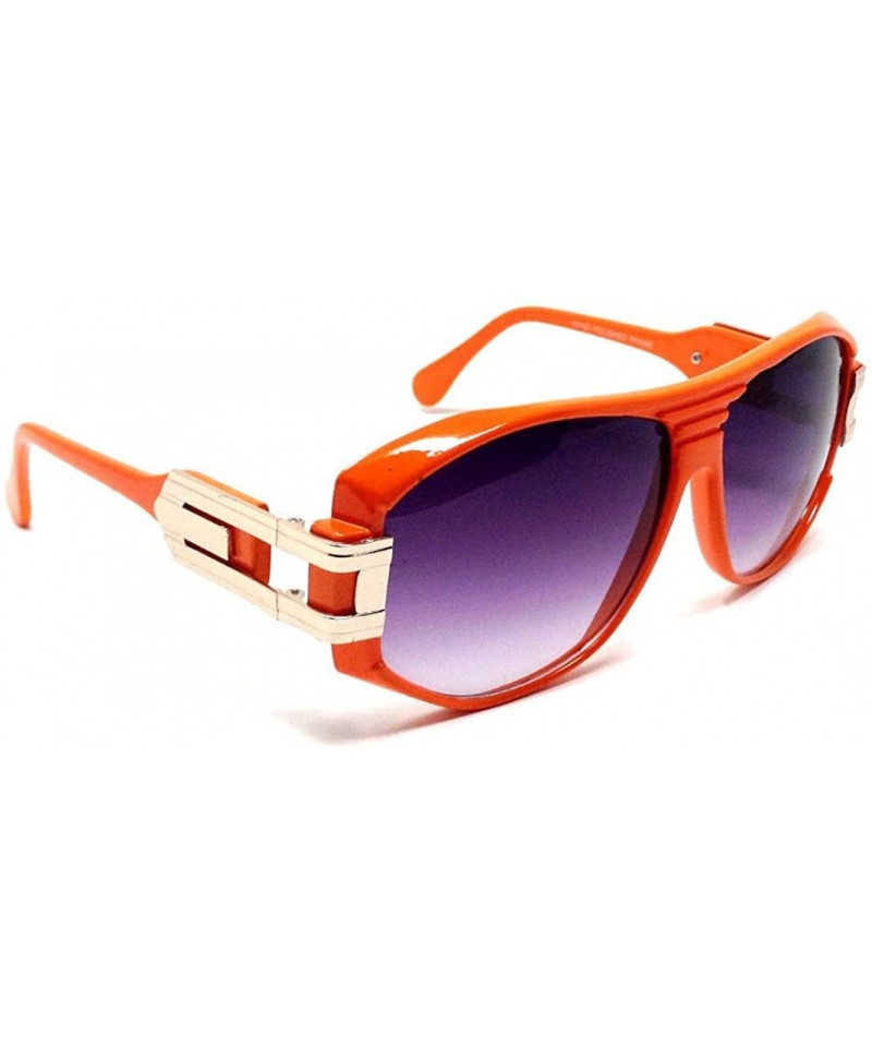 Square Gazelle Grandmaster Hip Hop Gradient Lens Sunglasses - Gold & Orange Frame - CR18ELTUK6I $11.66