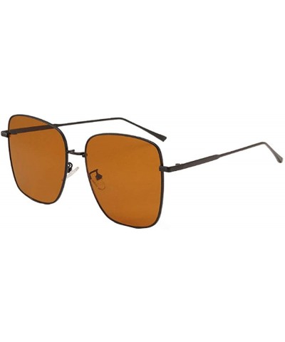 Square Color Lens Sunglasses Stylish Sunnies Eyewear Metal Sunglasses - T - Tawny(black Frame) - CU190TZKTAE $10.13