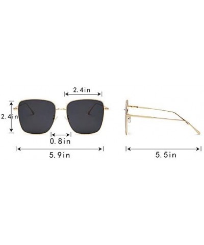 Square Color Lens Sunglasses Stylish Sunnies Eyewear Metal Sunglasses - T - Tawny(black Frame) - CU190TZKTAE $10.13