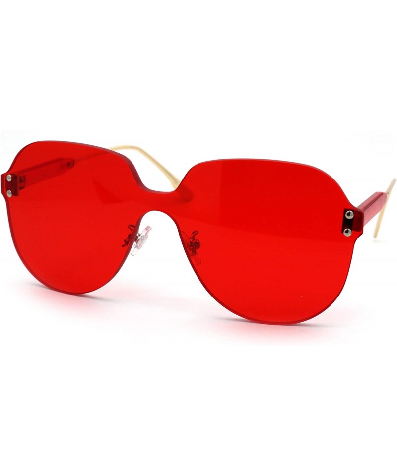 Oversized Womens Rimless Exposed Lens Oversize Shield Butterfly Sunglasses - Red - CL18UXQ5ILI $10.51