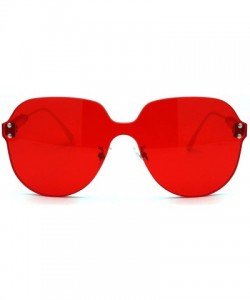 Oversized Womens Rimless Exposed Lens Oversize Shield Butterfly Sunglasses - Red - CL18UXQ5ILI $10.51