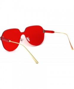 Oversized Womens Rimless Exposed Lens Oversize Shield Butterfly Sunglasses - Red - CL18UXQ5ILI $10.51