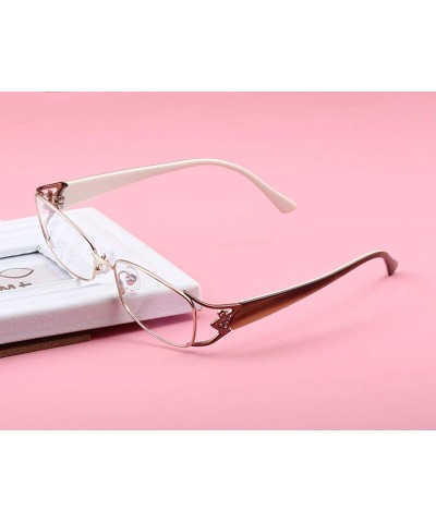 Aviator Luxury Premium Metal Frame Optical Glasses Frames with Diamonds for Womens - Gold - CS18X3ZGAA3 $25.14