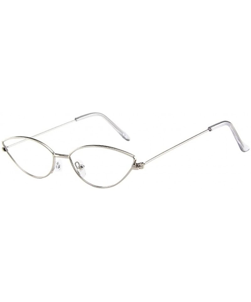 Cat Eye Mens Womens Retro Vintage Small Cat Eye Slender Metal Frame Sunglasses - D - CP18DXME3ND $10.86