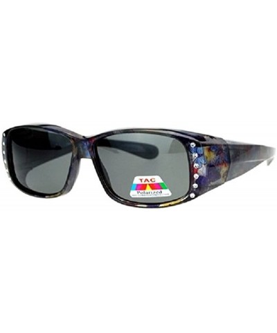 Butterfly Polarized Rhinestone Sunglasses Fit Over Oval Rectangular Cover Sunglasses - Purple Butterfly - CN12GZDKTT9 $28.99