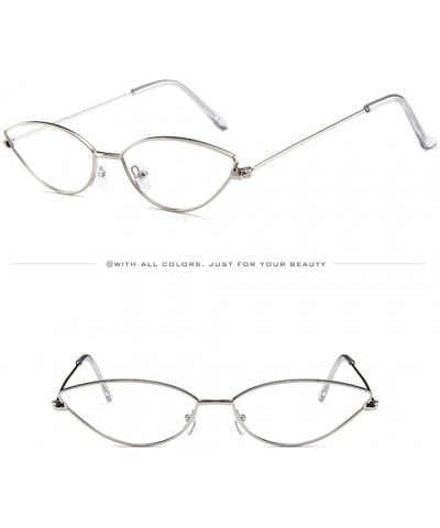 Cat Eye Mens Womens Retro Vintage Small Cat Eye Slender Metal Frame Sunglasses - D - CP18DXME3ND $10.86