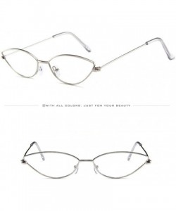 Cat Eye Mens Womens Retro Vintage Small Cat Eye Slender Metal Frame Sunglasses - D - CP18DXME3ND $10.86