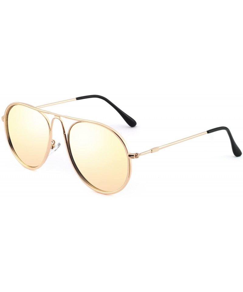 Aviator Sunglasses Rectangular Unbreakable - Gold/Sun Yellow - CS18EYOYWZ7 $14.84