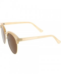 Semi-rimless Women's Oversize Half-Frame Circle Flat Lens Round Sunglasses 58mm - Creme-gold / Brown - C217YHQEIZG $9.85