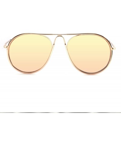 Aviator Sunglasses Rectangular Unbreakable - Gold/Sun Yellow - CS18EYOYWZ7 $14.84