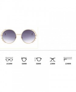 Sport Round Frame Pearl Sunglasses Fashion Lady Sunglasses Metal Glasses - 4 - CI190S2WH02 $34.79