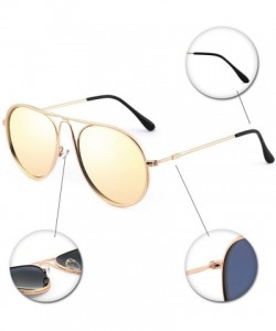 Aviator Sunglasses Rectangular Unbreakable - Gold/Sun Yellow - CS18EYOYWZ7 $14.84