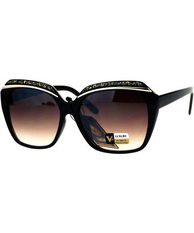 Butterfly Glitter Bling Eye Brow Butterfly Bling Diva Womens Sunglasses - Black Brown Smoke - CC17XWDWH8T $12.41