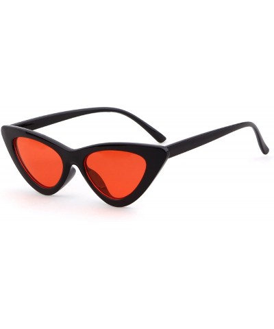 Oversized Cat Eye Sunglasses Vintage Mod Style Retro Kurt Cobain Sunglasses - Black Frame/Red Lens - CO180NIX26N $8.18