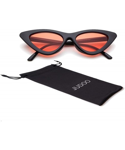 Oversized Cat Eye Sunglasses Vintage Mod Style Retro Kurt Cobain Sunglasses - Black Frame/Red Lens - CO180NIX26N $8.18