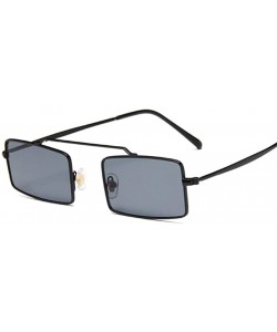 Square Vintage Sun Glasses Women Men Square Shades Rectangular Frame Sunglasses For Female - Blackgray - CN199QCALXQ $8.39