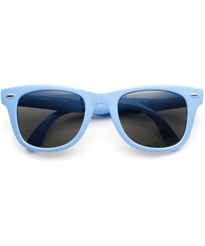 Wayfarer Neon Bright Colorful Compact Folding Pocket Horn Rimmed Sunglasses 54mm - Blue Smoke - CQ11O5E7SF9 $10.51